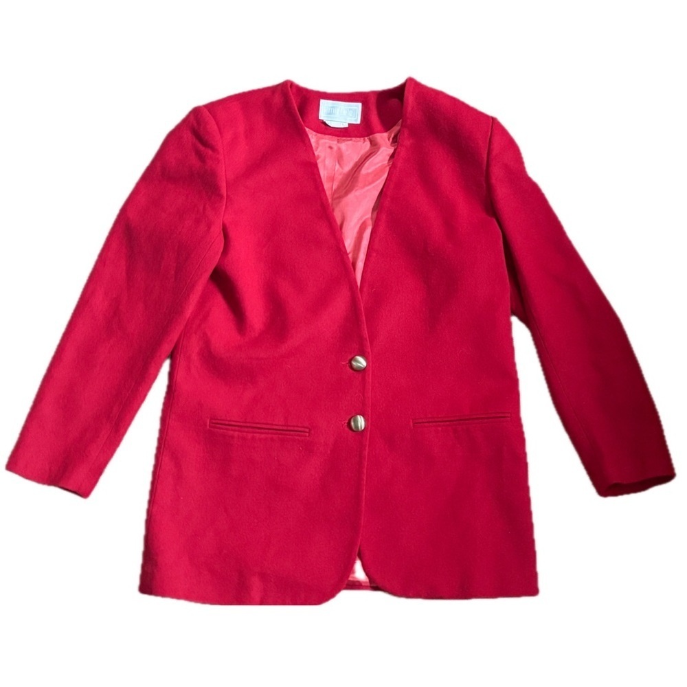 Vintage Red Wool Blazer Jacket Size 8 Preppy Old Money Academia Collegiate